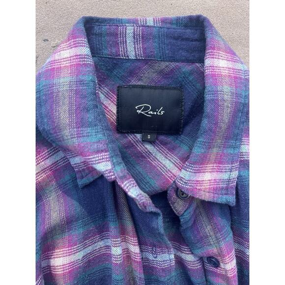 Rails Women’s Jackson Plaid Shirt Button Front Purple Blue Pink Size Small - Picture 2 of 5